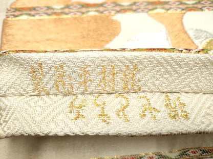 平和屋着物●龍村平蔵製　六通柄袋帯　みちとせ錦　金銀糸　正絹　逸品　CABI0238hy