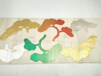 平和屋着物●龍村平蔵製　六通柄袋帯　みちとせ錦　金銀糸　正絹　逸品　CABI0238hy