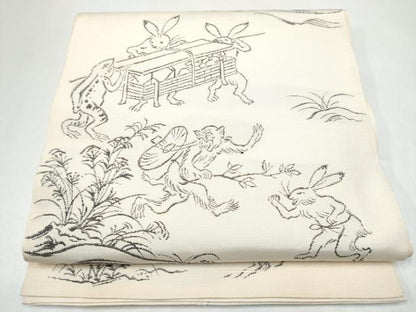 平和屋着物●西陣　かつやま織物謹　六通柄　本袋帯　鳥獣戯画　正絹　逸品　CABI0239hy