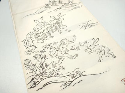 平和屋着物●西陣　かつやま織物謹　六通柄　本袋帯　鳥獣戯画　正絹　逸品　CABI0239hy