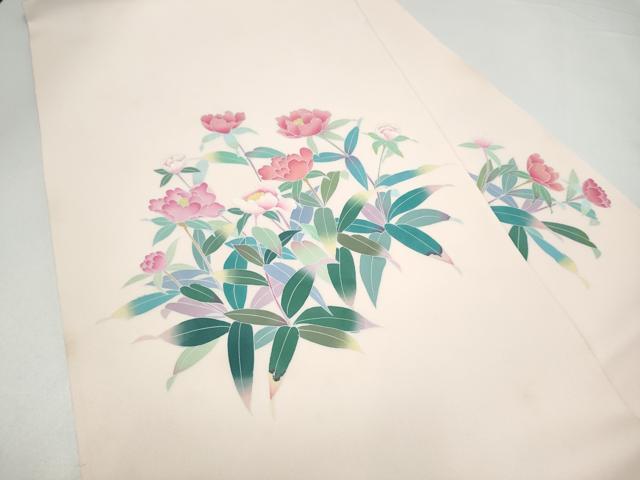平和屋着物●塩瀬　九寸名古屋帯　友禅　作家物　草花文　正絹　逸品　CABI0242hy