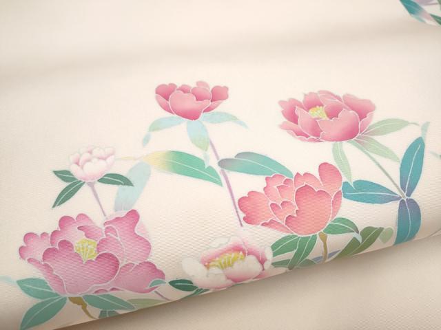 平和屋着物●塩瀬　九寸名古屋帯　友禅　作家物　草花文　正絹　逸品　CABI0242hy