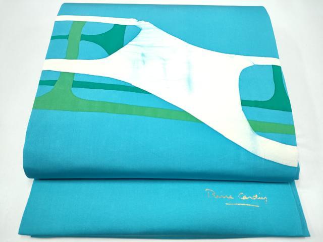 平和屋着物●塩瀬　九寸開き名古屋帯　ピエール・カルダン　抽象文　正絹　逸品　CABI0249hy
