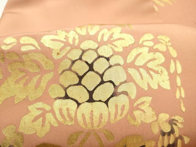平和屋着物●塩瀬　九寸名古屋帯　更紗花文　金彩　正絹　逸品　CABI0251hy