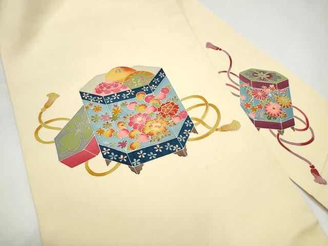 平和屋着物●九寸名古屋帯　友禅　作家物　貝桶花文　正絹　逸品　CABI0252hy