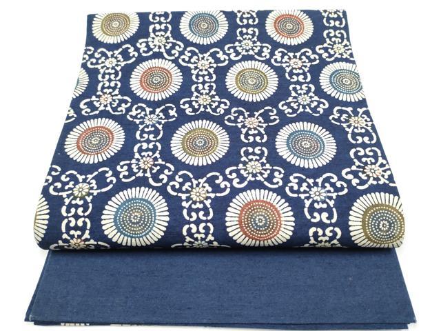 平和屋着物●九寸開き名古屋帯　紬地　型染め　草木染　菊唐草文　正絹　逸品　CABI0255hy