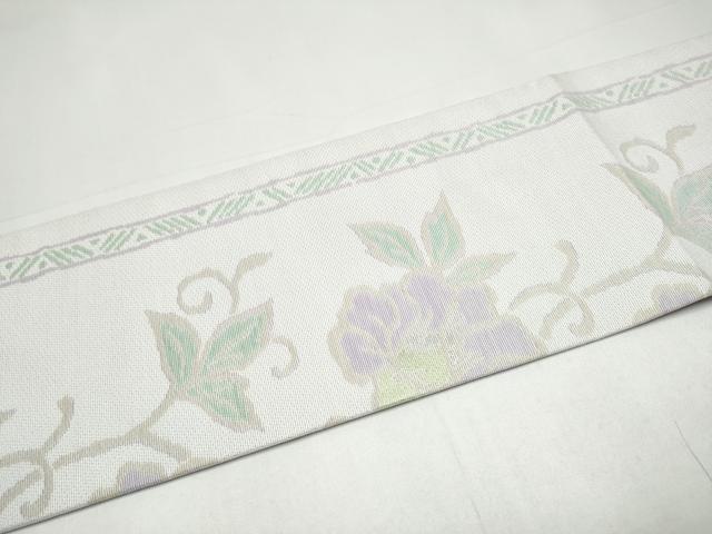 平和屋着物●西陣　木原織物謹製　九寸名古屋帯　花唐草文　金銀糸　証紙付き　正絹　逸品　CABI0258hy