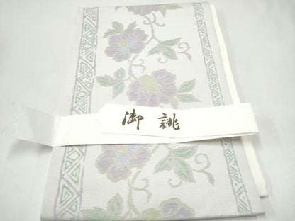 平和屋着物●西陣　木原織物謹製　九寸名古屋帯　花唐草文　金銀糸　証紙付き　正絹　逸品　CABI0258hy