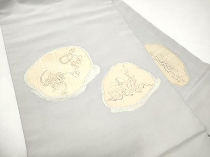 平和屋着物●九寸名古屋帯　鳥獣戯画　正絹　逸品　CABI0260hy
