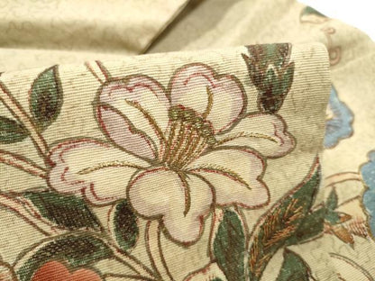 平和屋着物●アンティーク　大正ロマン　九寸名古屋帯　刺繍　枝花文　金糸　正絹　逸品　CABI0262hy
