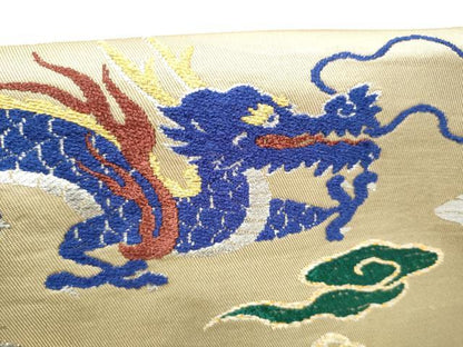 平和屋着物●アンティーク　大正ロマン　九寸名古屋帯　雲龍　金銀糸　正絹　逸品　CABI0267hy