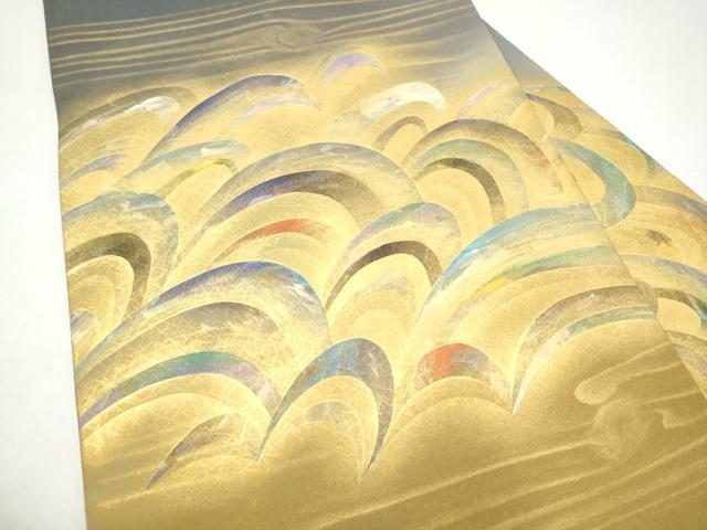 平和屋着物●九寸名古屋帯　抽象文　金彩　正絹　逸品　CABI0270hy