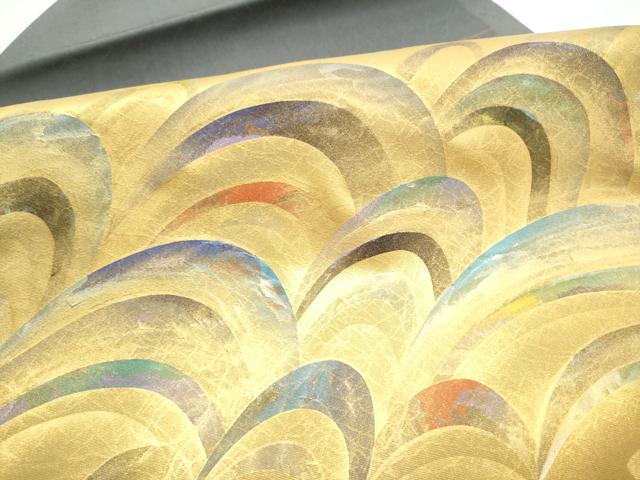 平和屋着物●九寸名古屋帯　抽象文　金彩　正絹　逸品　CABI0270hy