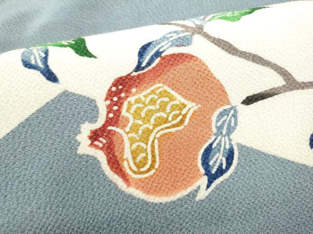 平和屋着物●九寸名古屋帯　型染め　ザクロ　鬼しぼ縮緬　正絹　逸品　CABI0274hy