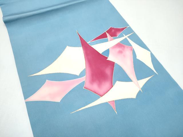 平和屋着物●塩瀬　九寸開き名古屋帯　幾何学文様　金彩　正絹　逸品　CABI0275hy