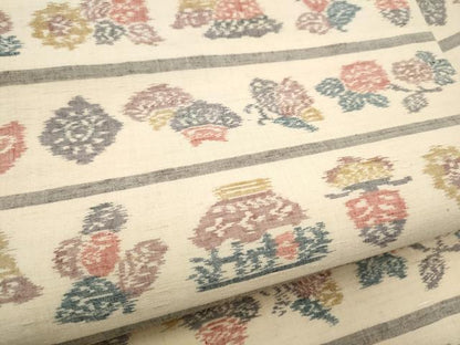 平和屋着物●九寸名古屋帯　紬地　風景花蝶文　正絹　逸品　CABI0277hy