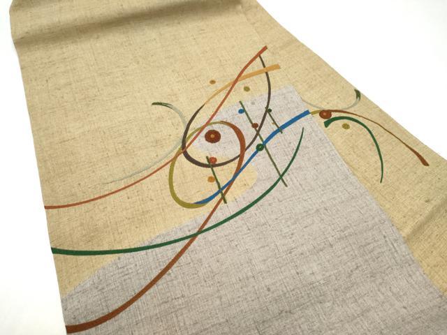 平和屋着物●中国三大刺繍　総相良刺繍　九寸名古屋帯　紬地　幾何学文様　正絹　逸品　CABI0280hy