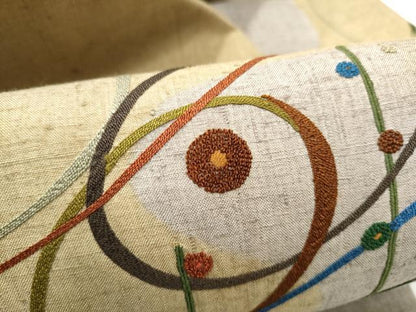 平和屋着物●中国三大刺繍　総相良刺繍　九寸名古屋帯　紬地　幾何学文様　正絹　逸品　CABI0280hy