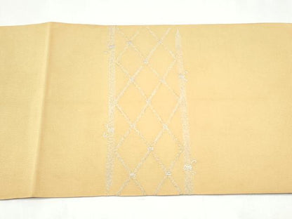 平和屋着物●八寸名古屋帯　綴れ　籬文　金糸　正絹　逸品　CABI0282hy