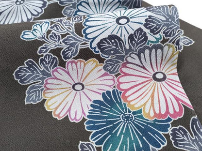 平和屋着物●九寸名古屋帯　型染め　菊　鬼しぼ縮緬　正絹　逸品　CABI0283hy