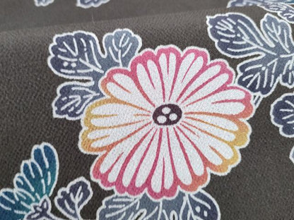 平和屋着物●九寸名古屋帯　型染め　菊　鬼しぼ縮緬　正絹　逸品　CABI0283hy