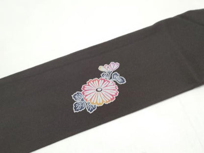 平和屋着物●九寸名古屋帯　型染め　菊　鬼しぼ縮緬　正絹　逸品　CABI0283hy