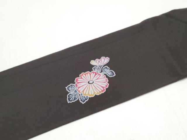 平和屋着物●九寸名古屋帯　型染め　菊　鬼しぼ縮緬　正絹　逸品　CABI0283hy