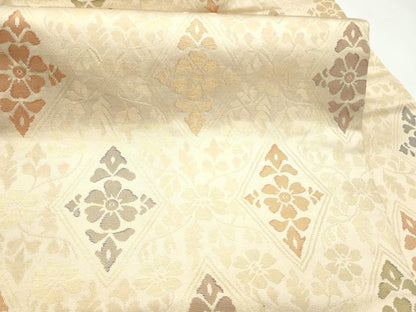 平和屋着物●九寸名古屋帯　菱花唐草文　金糸　正絹　逸品　CABI0288hy