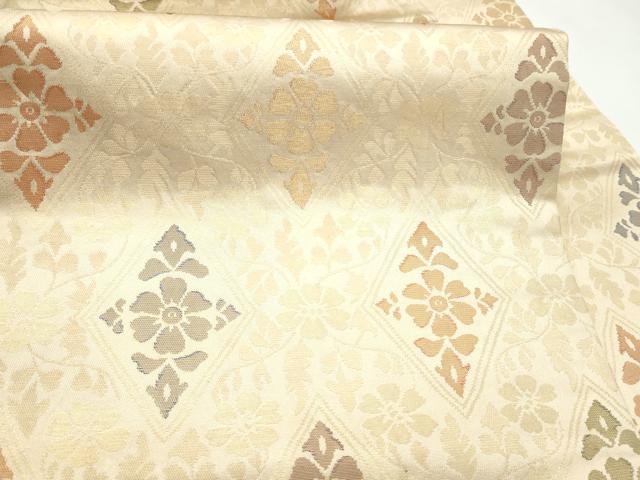 平和屋着物●九寸名古屋帯　菱花唐草文　金糸　正絹　逸品　CABI0288hy