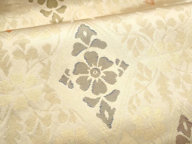 平和屋着物●九寸名古屋帯　菱花唐草文　金糸　正絹　逸品　CABI0288hy