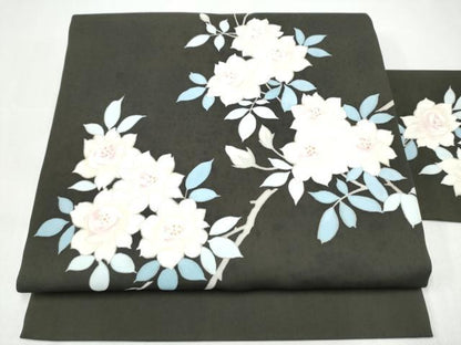 平和屋着物●塩瀬　九寸名古屋帯　枝花文　金彩　正絹　逸品　CABI0290hy