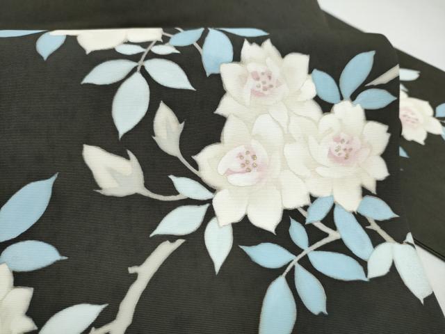 平和屋着物●塩瀬　九寸名古屋帯　枝花文　金彩　正絹　逸品　CABI0290hy