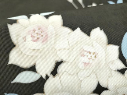 平和屋着物●塩瀬　九寸名古屋帯　枝花文　金彩　正絹　逸品　CABI0290hy
