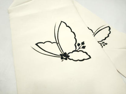 平和屋着物●塩瀬　九寸名古屋帯　舞蝶文　金彩　正絹　逸品　CABI0291hy