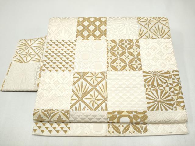 平和屋着物●つけ帯　市松吉祥文　正絹　逸品　CABI0297hy