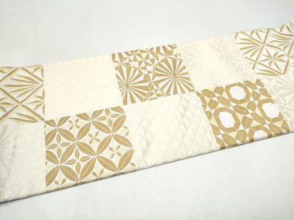 平和屋着物●つけ帯　市松吉祥文　正絹　逸品　CABI0297hy