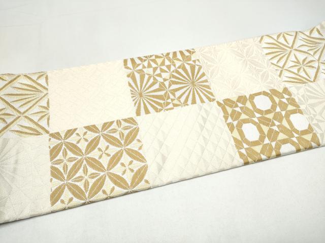 平和屋着物●つけ帯　市松吉祥文　正絹　逸品　CABI0297hy