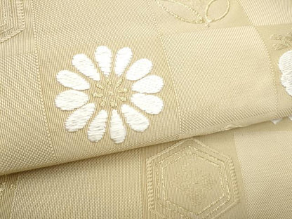 平和屋着物●西陣　河村織物　河村つづれ　つけ帯　手織　市松吉祥花文　正絹　逸品　CABI0298hy