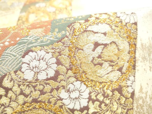 平和屋着物●六通柄袋帯　有職色紙重ね文　金糸　引箔　正絹　逸品　CABI0301hy