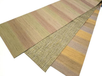 平和屋着物●両面　両方向　全通柄袋帯　紬地　霞文　正絹　逸品　CABI0307hy