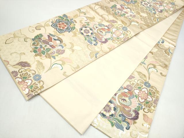平和屋着物●六通柄袋帯　唐織　鳳凰花文　金糸　正絹　逸品　CABI0309hy