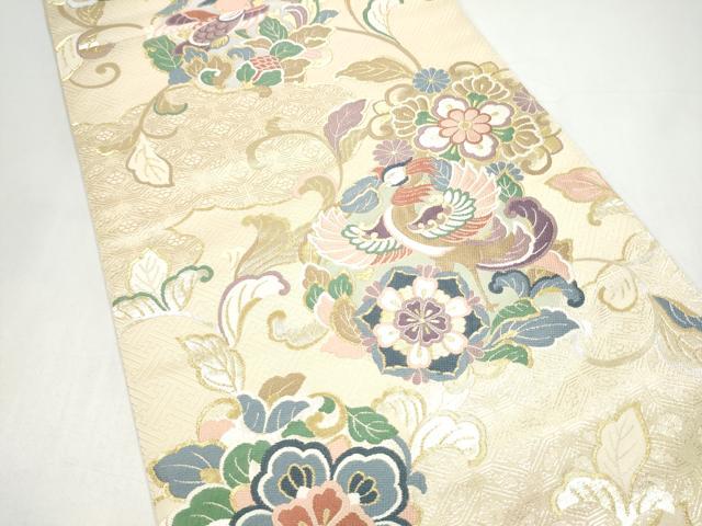 平和屋着物●六通柄袋帯　唐織　鳳凰花文　金糸　正絹　逸品　CABI0309hy