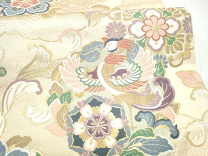 平和屋着物●六通柄袋帯　唐織　鳳凰花文　金糸　正絹　逸品　CABI0309hy