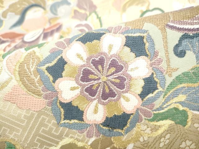 平和屋着物●六通柄袋帯　唐織　鳳凰花文　金糸　正絹　逸品　CABI0309hy