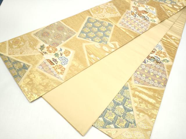 平和屋着物●西陣　まいづる謹製　六通柄袋帯　唐織　色紙有栖川紋　金糸　正絹　逸品　CABI0310hy