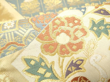 平和屋着物●西陣　まいづる謹製　六通柄袋帯　唐織　色紙有栖川紋　金糸　正絹　逸品　CABI0310hy