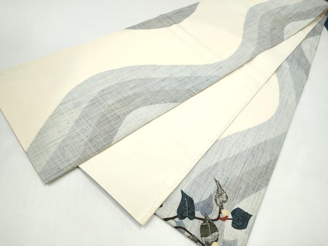 平和屋着物●太鼓柄袋帯　紬地　パッチワーク　枝花文　正絹　逸品　CABI0313hy