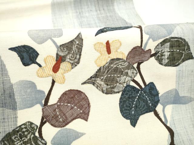 平和屋着物●太鼓柄袋帯　紬地　パッチワーク　枝花文　正絹　逸品　CABI0313hy