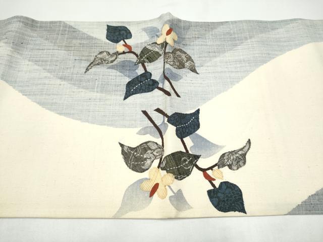 平和屋着物●太鼓柄袋帯　紬地　パッチワーク　枝花文　正絹　逸品　CABI0313hy