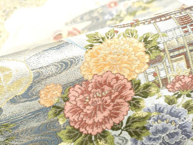 平和屋着物●六通柄袋帯　唐織　金閣寺　金銀糸　正絹　逸品　CABI0318hy